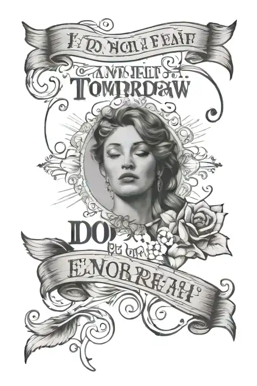create me a tatto with this quote "I do not and will not fear tomorrow because I feel as though today has been enough" tattoo design idea