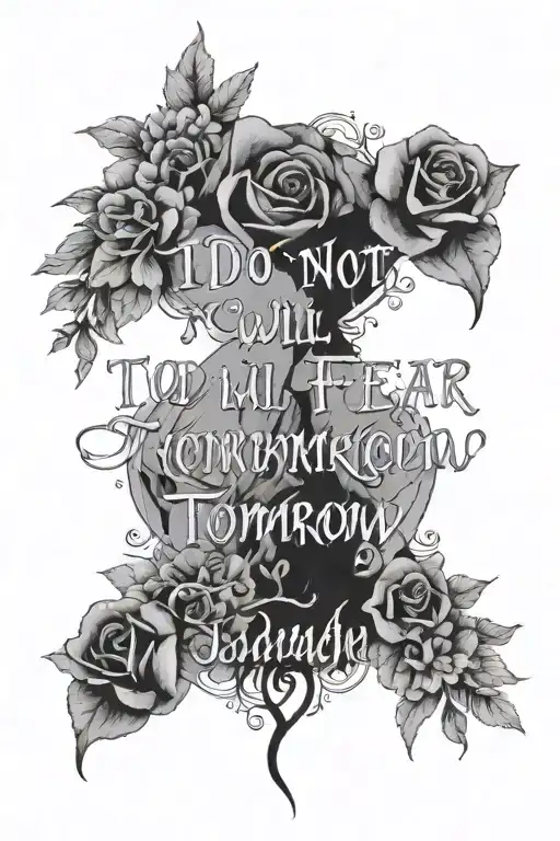 create me a tatto with this quote "I do not and will not fear tomorrow because I feel as though today has been enough" tattoo design idea