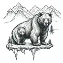 big bear following little bear into mountains tattoo design idea