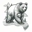 big bear following little bear into mountains tattoo design idea