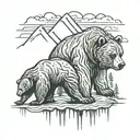big bear following little bear into mountains tattoo design idea