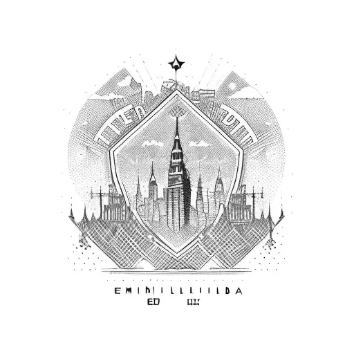 Skyline of Hamburg with embetted HSV Logo tattoo design idea