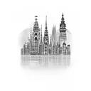 Skyline of Hamburg with embetted HSV Logo tattoo design idea