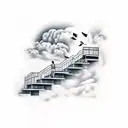 stairs to heaven with clouds and doves tattoo design idea