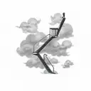 stairs to heaven with clouds and doves tattoo design idea