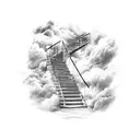 stairs to heaven with clouds and doves tattoo design idea
