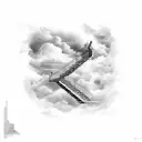 stairs to heaven with clouds and doves tattoo design idea
