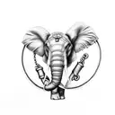 Broken Metal chains and Elefant  tattoo design idea