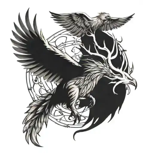 Harry Potter stag and Phoenix  tattoo design idea