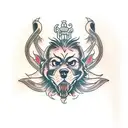 cerberus front view  tattoo design idea