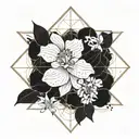 orchids peonies sacred geometry and dot work Encompass by ethereal vibes, other worldly symbols, scriptures,  tattoo design idea
