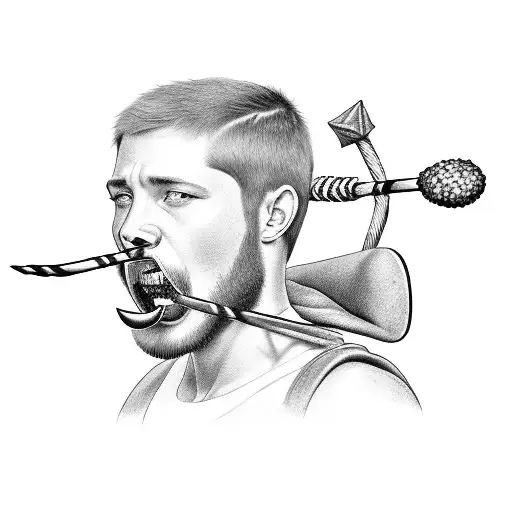 gladiator with lollipop in his mouth tattoo design idea