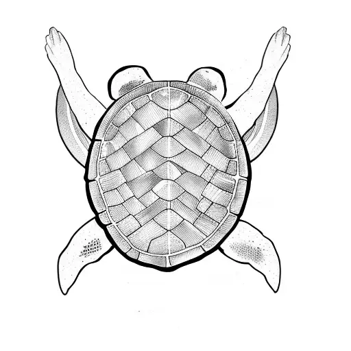 Turtle - Half the Back is waves, half is a palm tree tattoo design idea