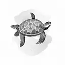 Turtle - Half the Back is waves, half is a palm tree tattoo design idea