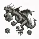 dragon with d20 dice tattoo design idea