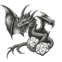 dragon with d20 dice tattoo design idea