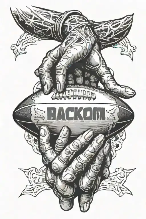 football and prayer hands holding tattoo design idea