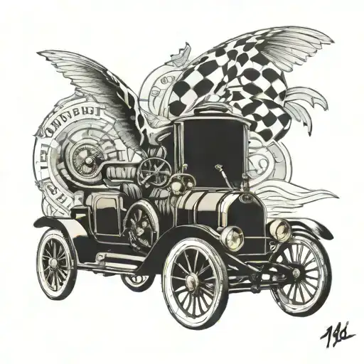 1904 and new  formula 1 car  tattoo design idea