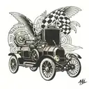 1904 and new  formula 1 car  tattoo design idea