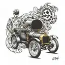 1904 and new  formula 1 car  tattoo design idea