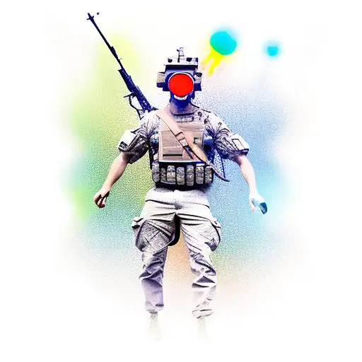 A military glowing solider tattoo design idea