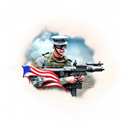 A military solider tattoo design idea