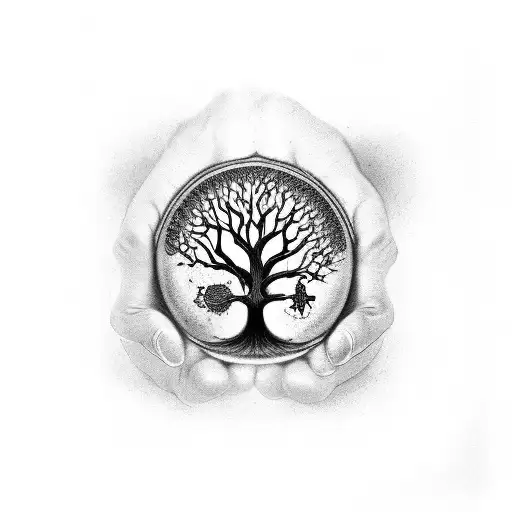 tree of life dropping the apple of eden tattoo design idea