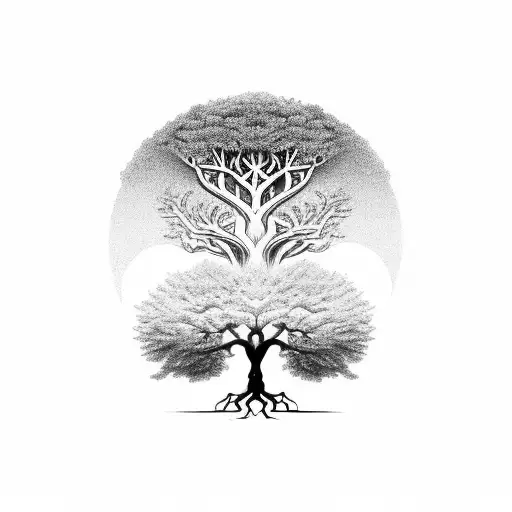 tree of life dropping the apple of eden tattoo design idea