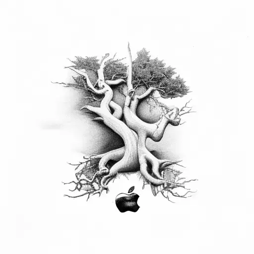 apple of eden dropping from a lower branch tattoo design idea