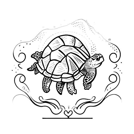 a men with flowers as a Head full body wearing a turtle Beckham and WITH a iol lamp on his hand tattoo design idea