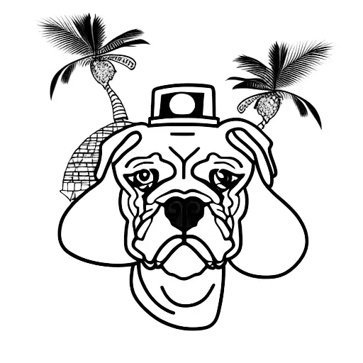 boxer on island with palm tree tattoo design idea