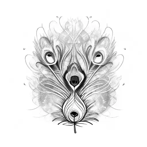 peacock with the body down below and the feathers wrapping up above the head tattoo design idea