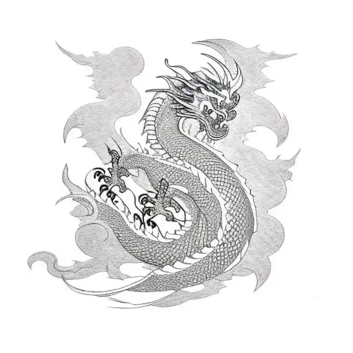 dragon and Phoenix tattoo design idea