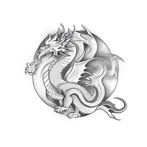 dragon and Phoenix tattoo design idea