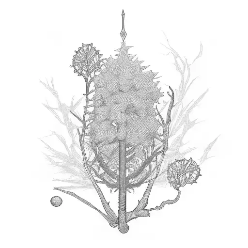 hemlock plant, branches,  tattoo design idea