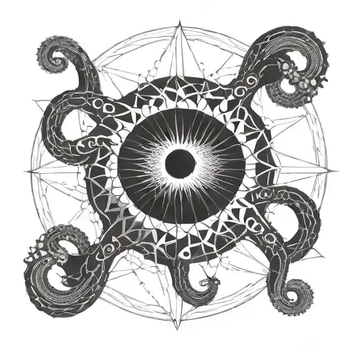black hole and octopus tattoo design idea