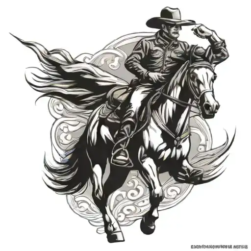 cowboy riding a horse tattoo design idea