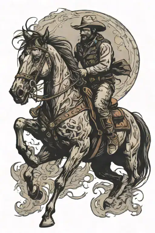 cowboy riding a horse tattoo design idea