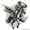 cowboy riding a horse tattoo design idea