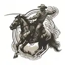 cowboy riding a horse tattoo design idea