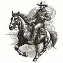 cowboy riding a horse tattoo design idea