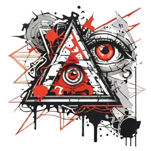 triangle with a creepy eye inside tattoo design idea