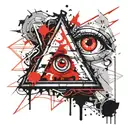 triangle with a creepy eye inside tattoo design idea