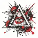 triangle with a creepy eye inside tattoo design idea