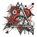 triangle with a creepy eye inside tattoo design idea