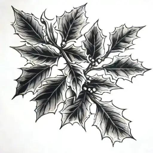 holly branch tattoo design idea
