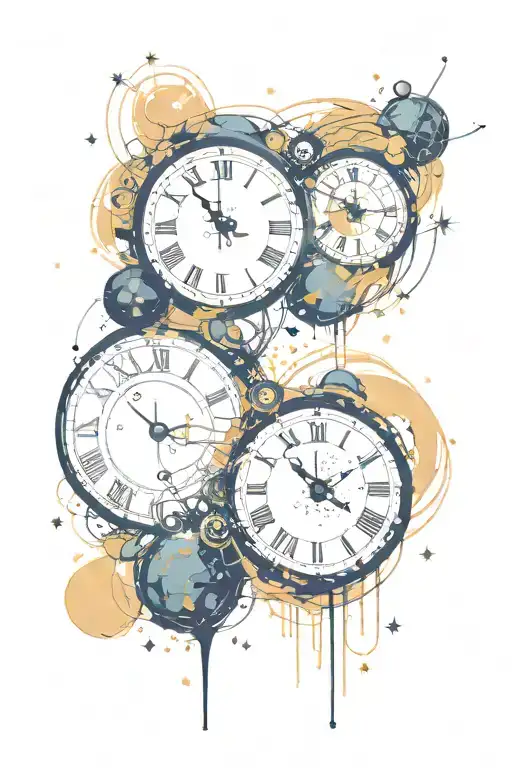 "Two clocks with a universe style" tattoo design idea