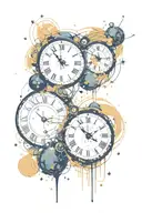 "Two clocks with a universe style" tattoo design idea