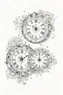"Two clocks with a universe style" tattoo design idea