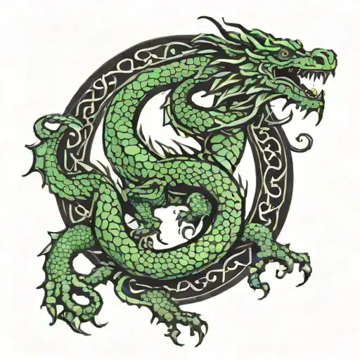 Green Dragon, Circle Arm tattoo design idea